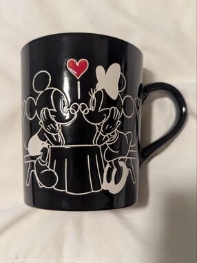 Disney Black Mickey & Minnie Mug with Red Heart Accent